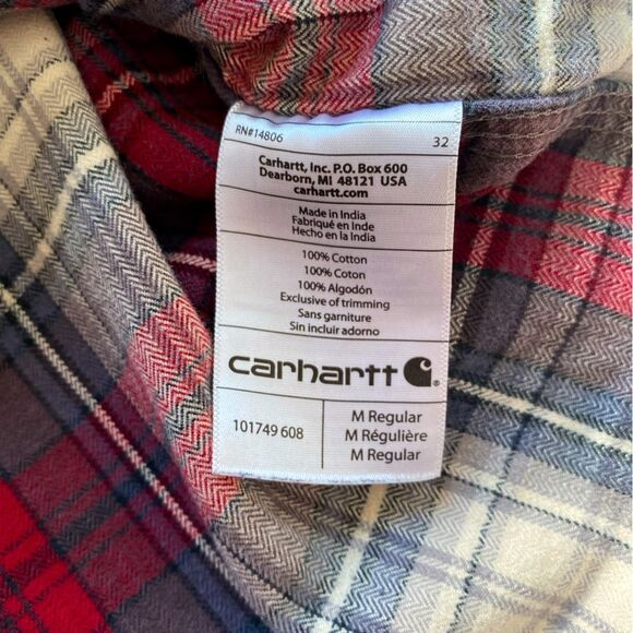Carhartt medium men’s plaid heavy flannel original fit button front shirt. - Picture 6 of 8
